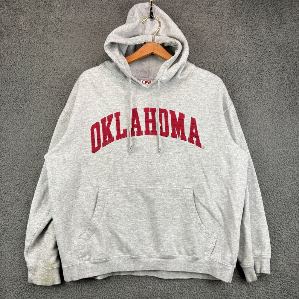 Red Oak Oklahoma Sooners Hoodie Mens XL Gray‎ Pullover Sweatshirt NCAA Sports